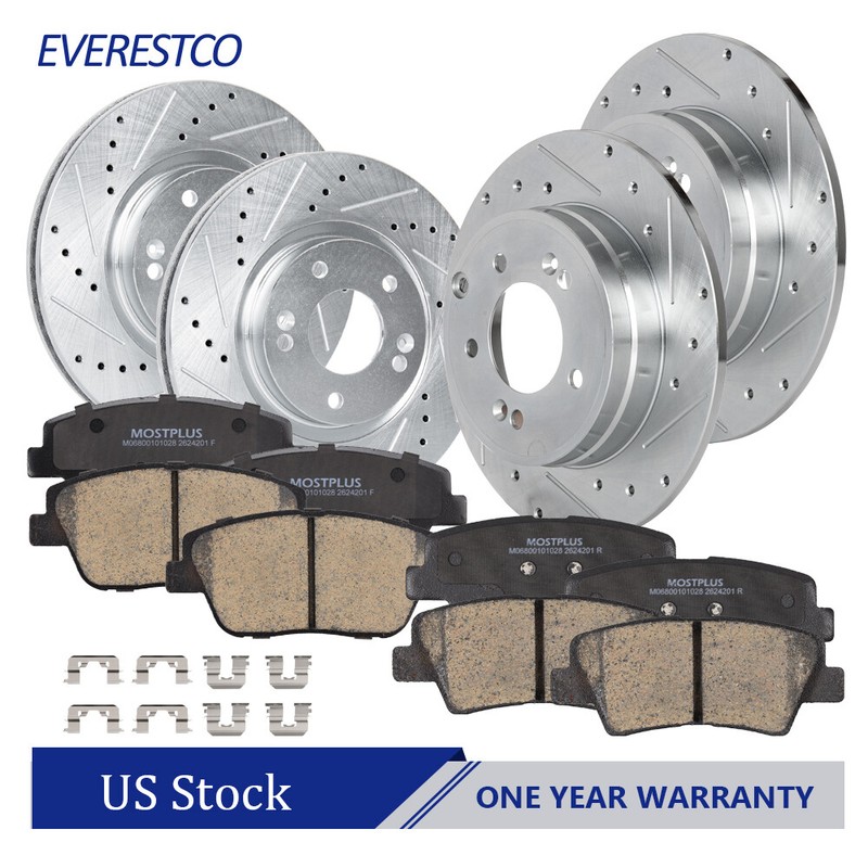 Front & Rear Disc Rotors Brakes Pads For 2011-2015 Kia Optima Hyundai Sonata
