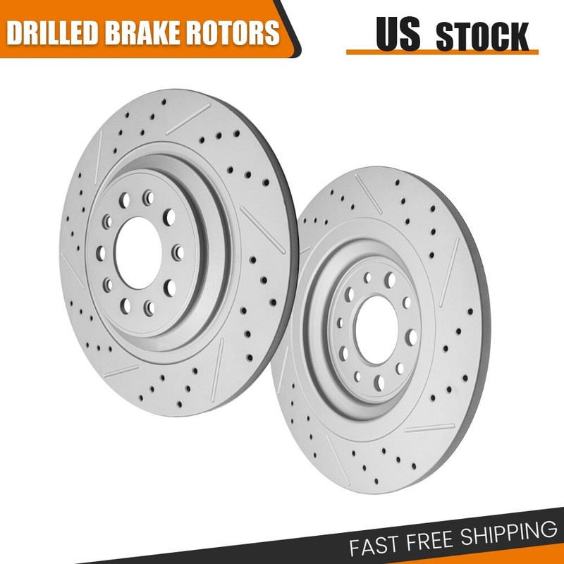 Rear Drilled Slotted Brake Rotors Pair 2 for Jeep Cherokee 2.4L 3.2L 2014-2021