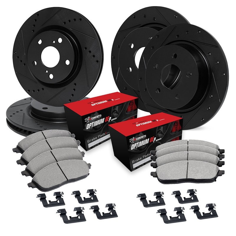 WHUH2-13022 R1 Concepts 4-Wheel Set Brake Disc and Pad Kits Front & Rear