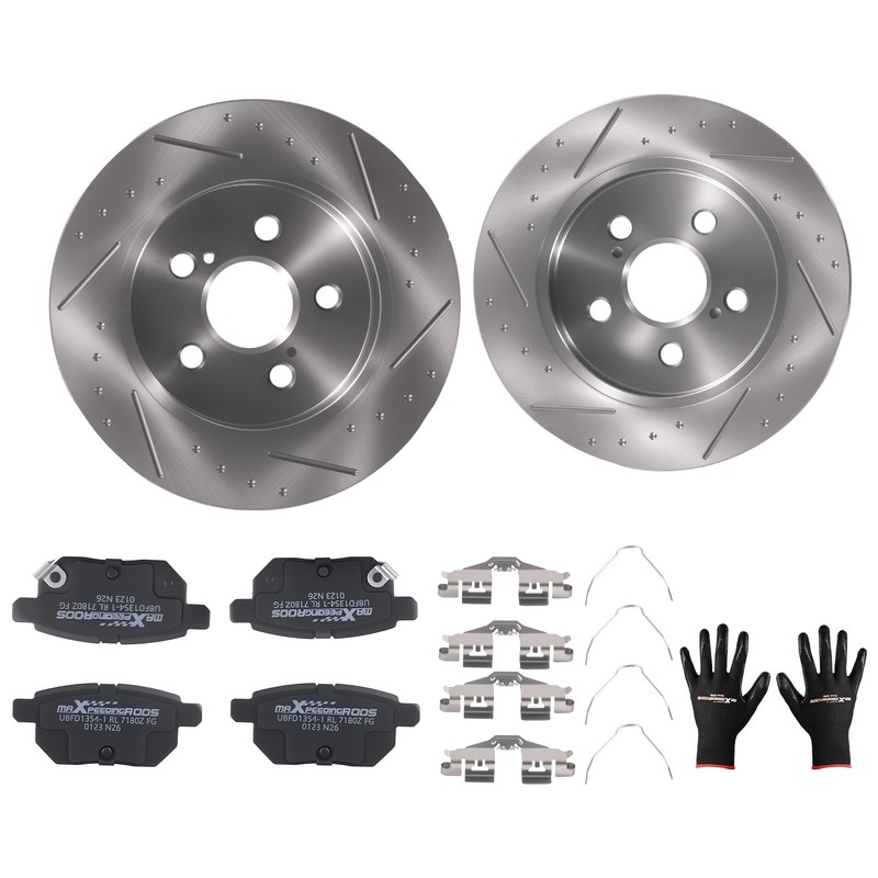 Rear Disc Brake Rotors Ceramic Pads for Toyota Prius Plug-In 2012-2015 S55159