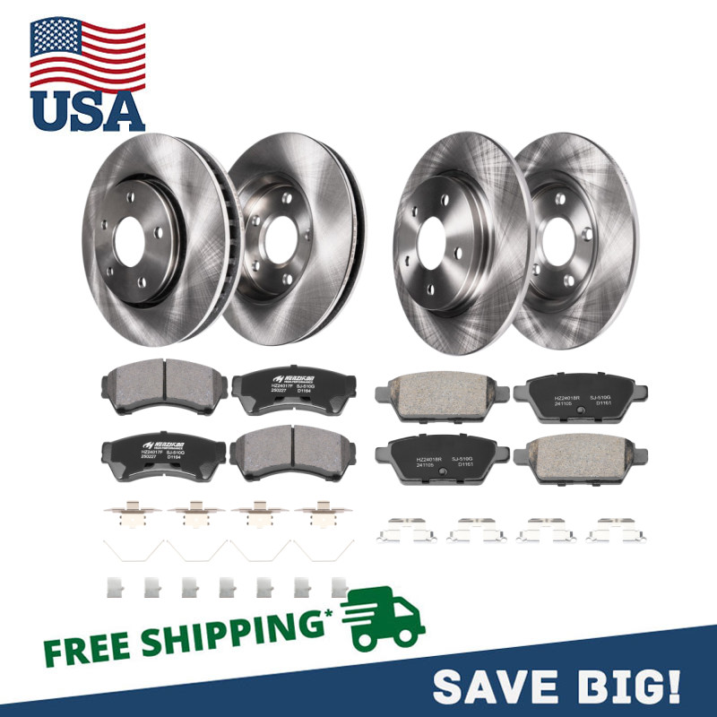 Front & Rear Rotors Brake Pads w/Hardware for Lincoln MKZ Ford Fusion Mazda 6