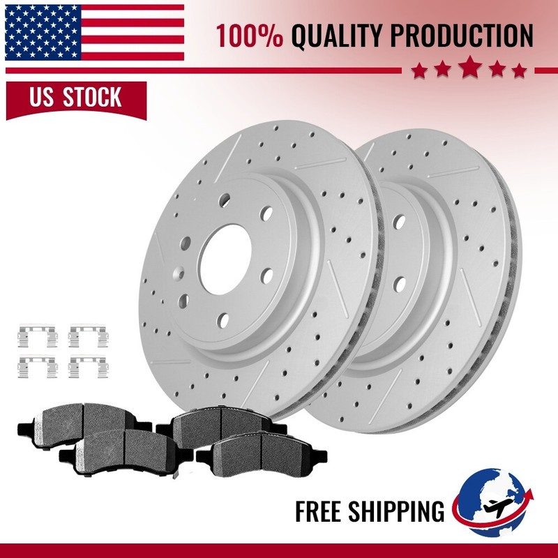 Front Disc Brake Rotors Ceramic Pads W/ Hardware For Chevy Traverse 2009 – 2017