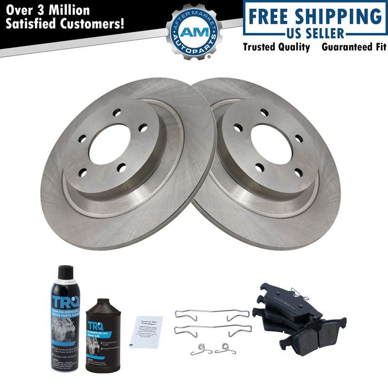 Rear Ceramic Disc Brake Pad & Rotor Kit LH & RH Sides w/Chemicals