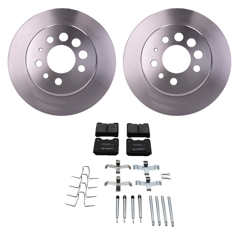 Hella Rear Rotors Bosch QuietCast Ceramic Brake Pads Kit For 240 245 760 940 RWD