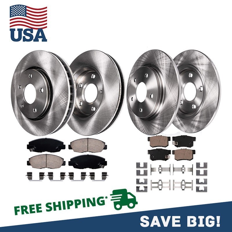 Front & Rear Disc Brake Rotors Ceramic Brake Pads for 2006-2011 Honda Civic EX🔥