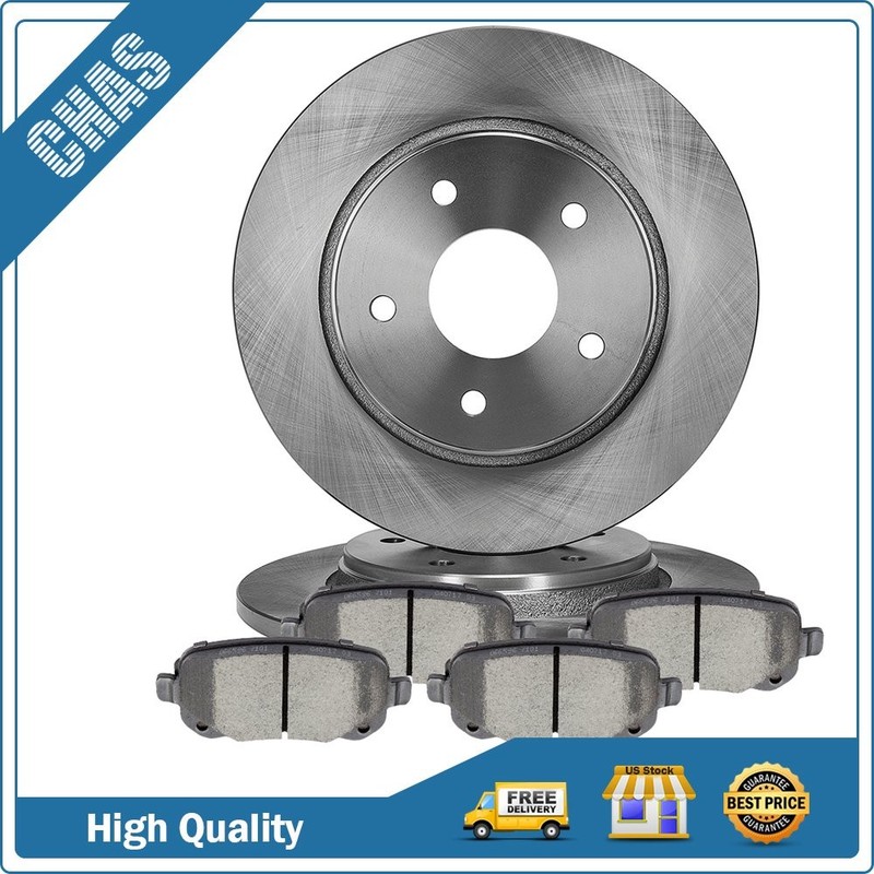 Rear Solid Brake Rotors Brake Pads Fits 2008-2016 Chrysler Dodge Grand Caravan