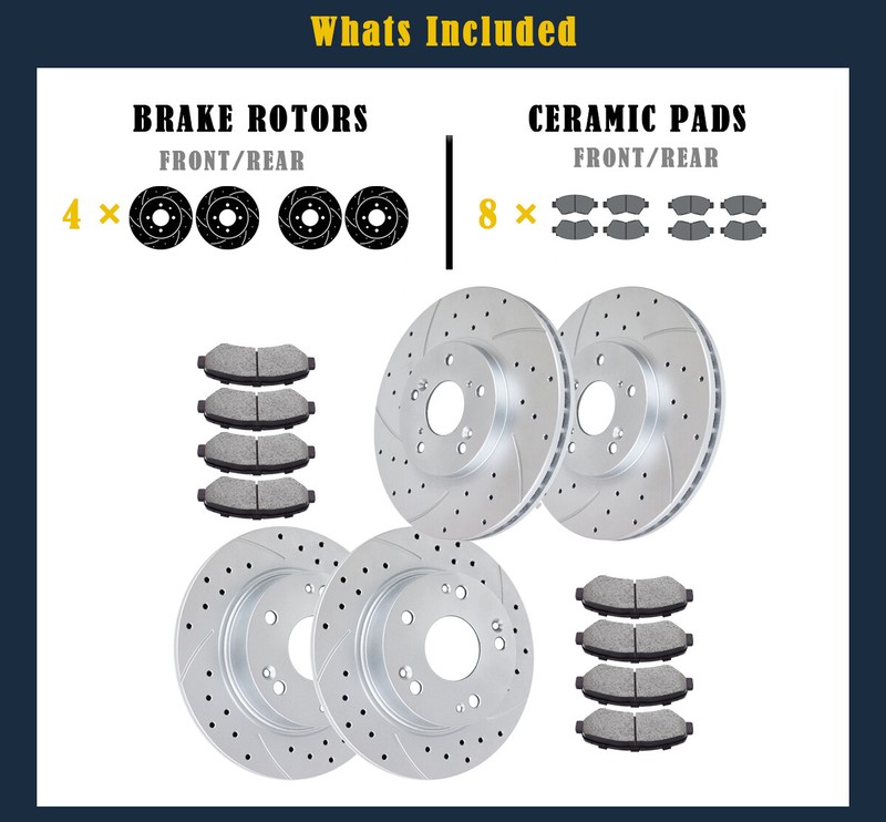 Fit for Honda Accord 08-17 Front Rear Brake Rotors Brake Pads Drilled Slotted gallery