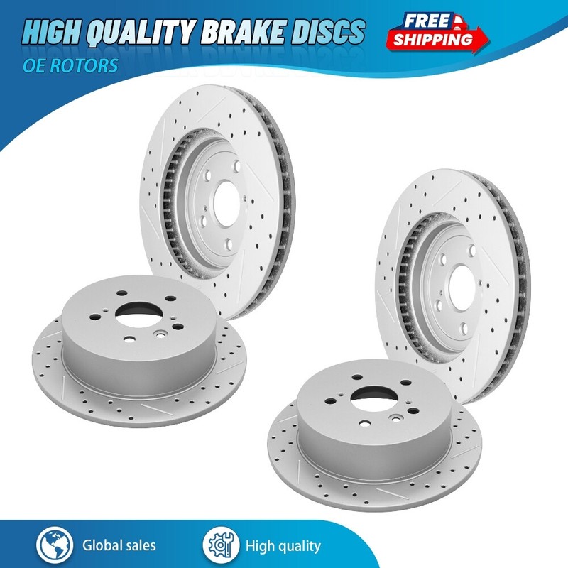 Front & Rear Drilled Disc Brake Rotors Kit For Toyota Highlander Lexus RX330