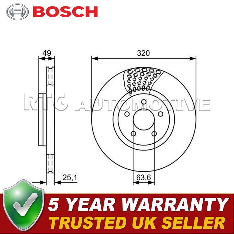 Bosch Front Brake Disc Fits Ford Kuga Transit Connect Focus Tourneo