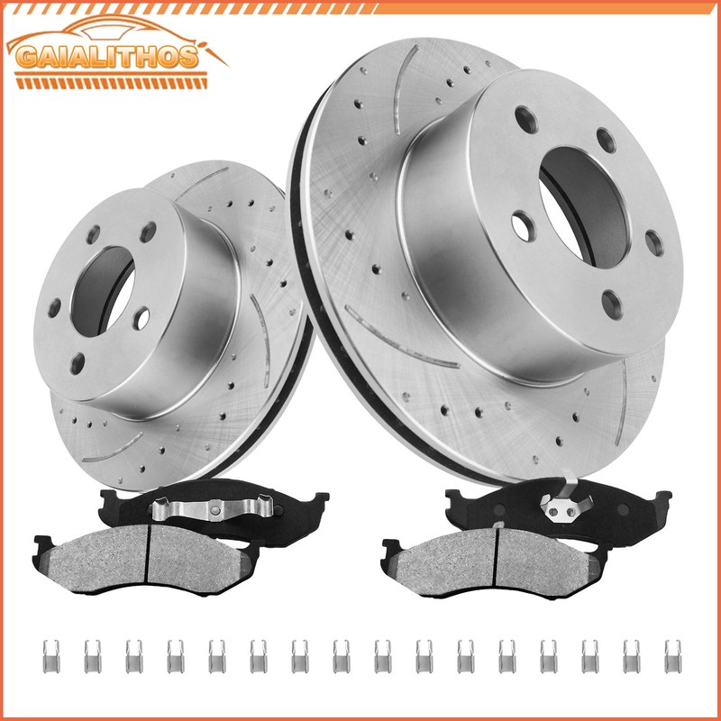 280mm Front Brake Rotors Ceramic Brake Pad for 1990-99 Jeep Wrangler TJ Comanche