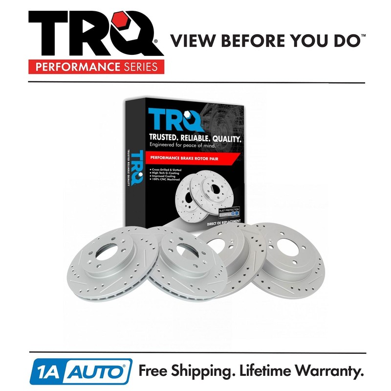 TRQ Front and Rear Brake Rotors Set For 2012-2017 Hyundai Accent Kia Rio