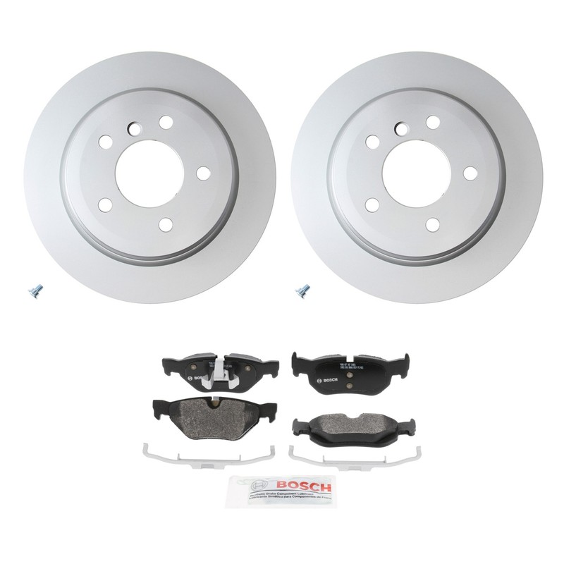 Hella Rear Rotors Bosch QuietCast Semi-Met Disc Brake Pads Kit For E90 E91 325xi