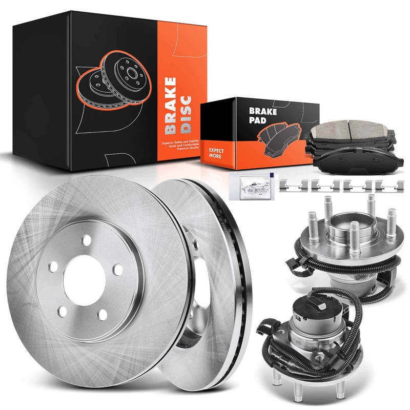 Brake Rotors & Pads + Hub Bearing for Ford Crown Victoria 03-05 Lincoln Front