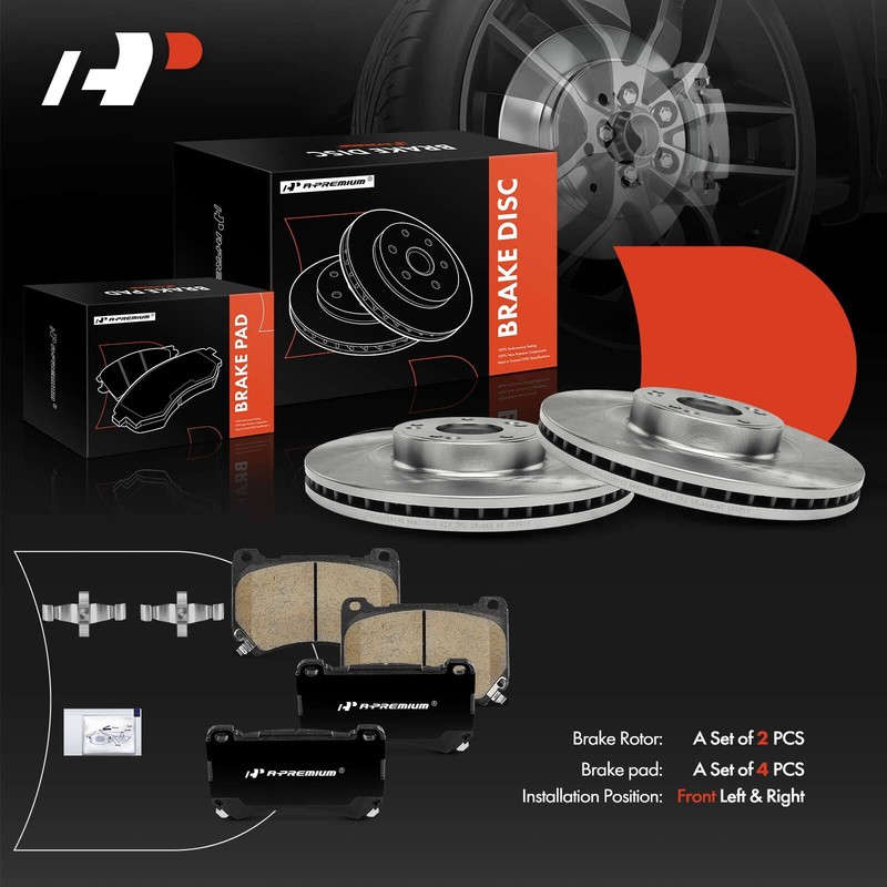 Disc Brake Rotor & Brake Pads Front Side for Hyundai Genesis 2009-2014 3.8L 4.6L gallery