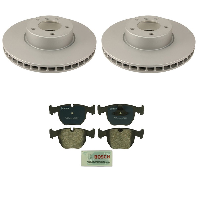 SHW Front Rotors Bosch Quietcast Semi-Met Disc Brake Pad Kit For E39 530i 540i
