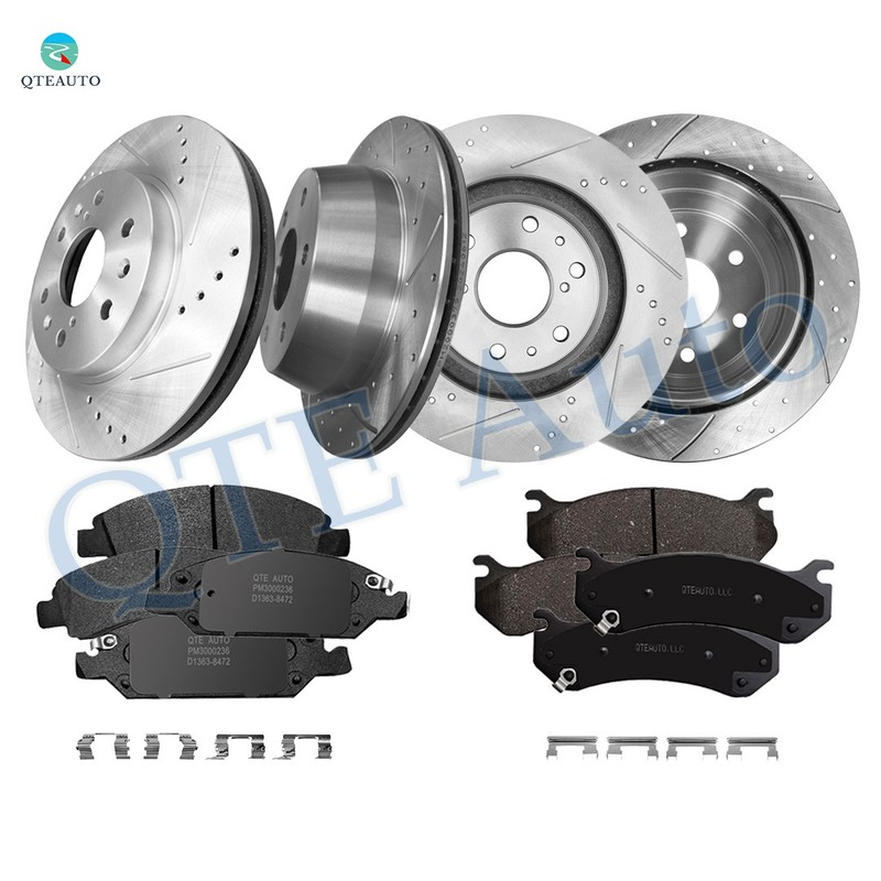 12 329.95-325 Drilled Brake Rotors-Pad For 2005 Chevy Silverado 1500 R D785 7653