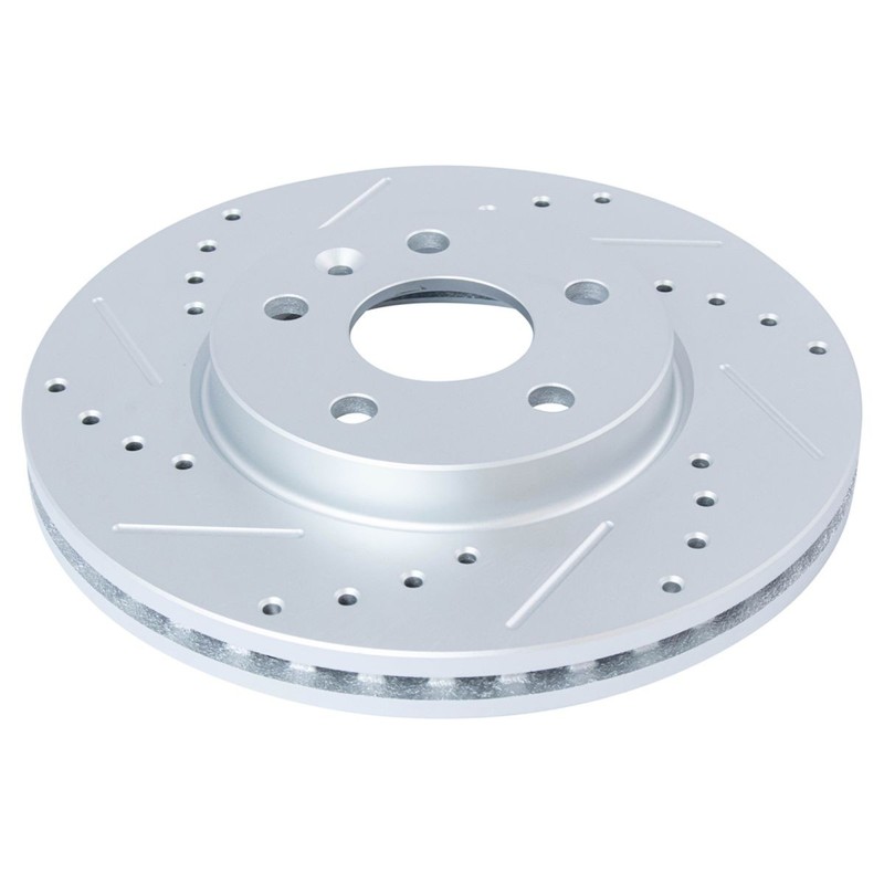 TRQ Performance Brake Rotor Drilled Slotted Coated Front Pair for Sonic gallery