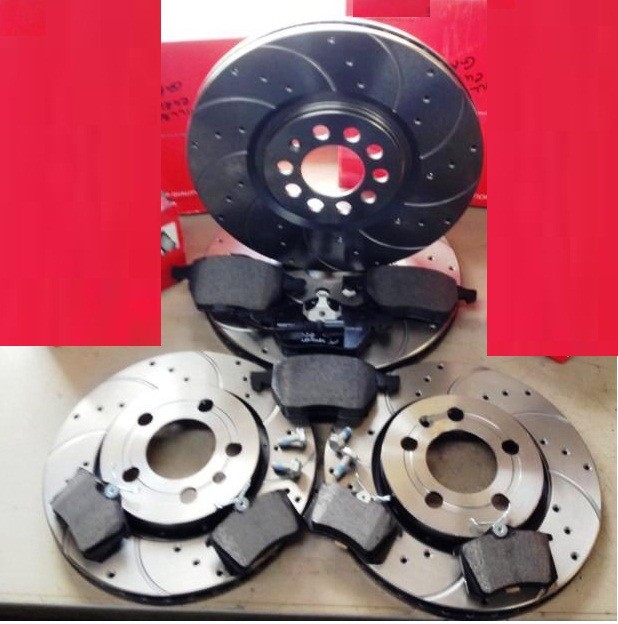 AUDI TT 1.8T QUATTRO 225 HP FRONT REAR DRILLED CURVED GROOVED BRAKE DISCS PADS