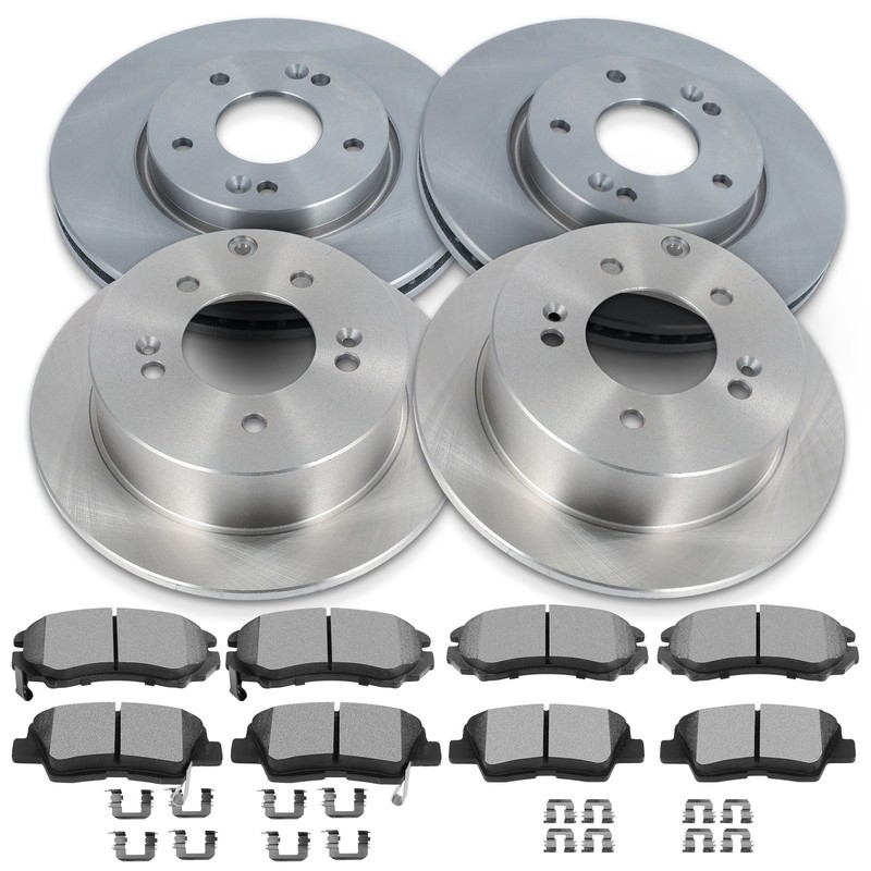 12X Front And Rear Brake Ceramic Pads + Solid Rotors Fits Kia Soul 2012-2013