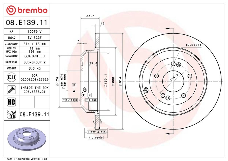 2x Brake Discs Pair Solid fits HYUNDAI GENESIS 3.8 Rear 2008 on 314mm Set Brembo gallery