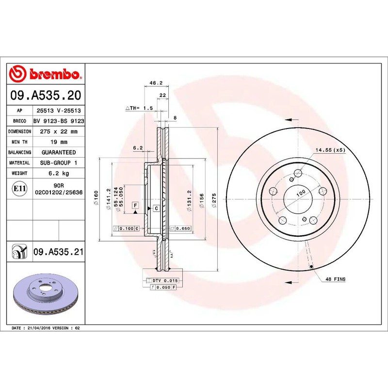 BREMBO DISC BRAKE ROTOR 09.A535.21 gallery