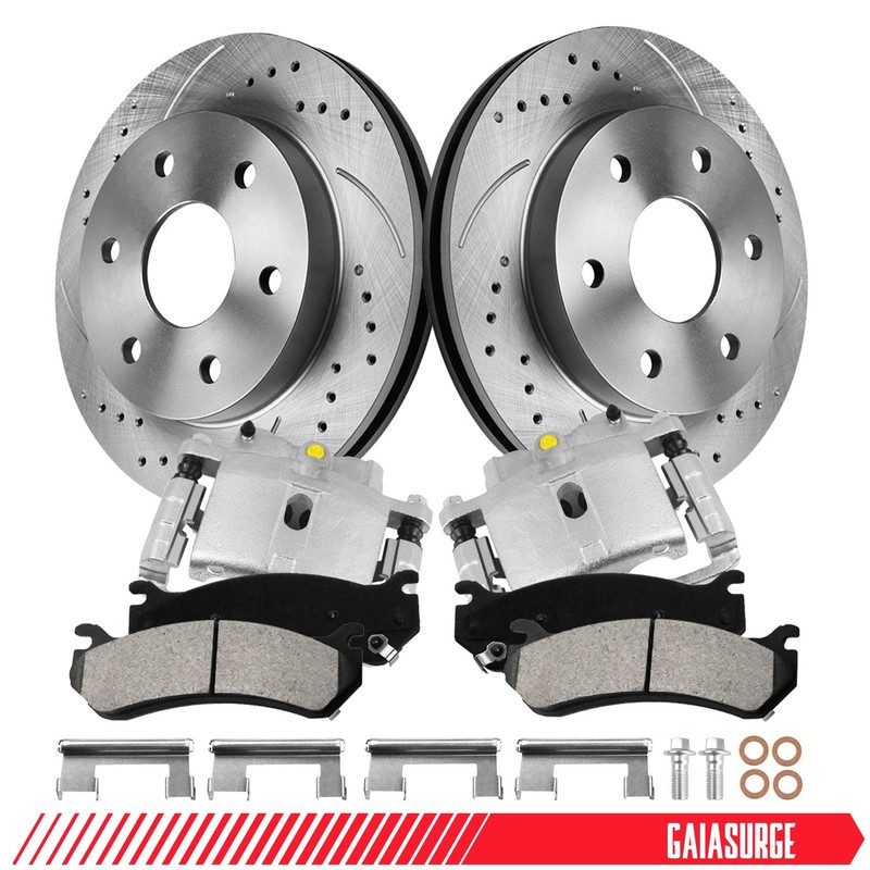 305mm Front Drilled Rotors Brake Caliper Brake Pads for GMC Savana 1500 Tahoe