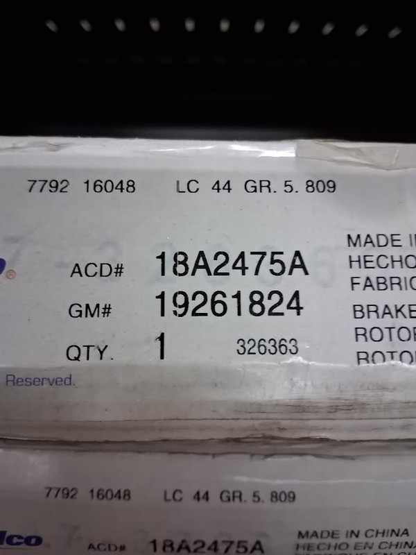2007-2015 Equinox / Sport Brake Rotor New OEM GM 19261824