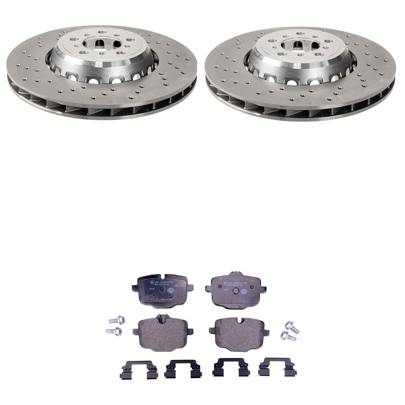 SHW Rear 370mm Cross-Drilled Rotors Hella Low-Met Disc Brake Pad Kit For G02 X4