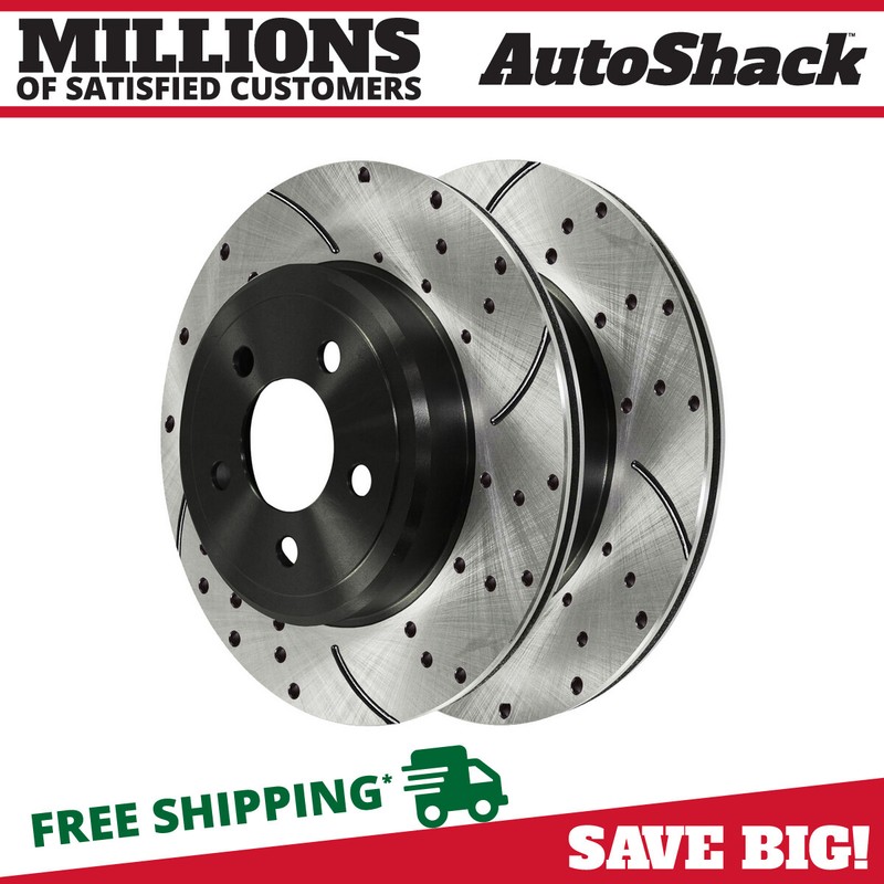 Rear Drilled Slotted Brake Rotors Black Pair 2 for Dodge Charger Challenger 5.7L