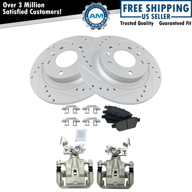 Rear Metallic Pads Performance Rotors & Calipers Kit for Ford Lincoln Mazda