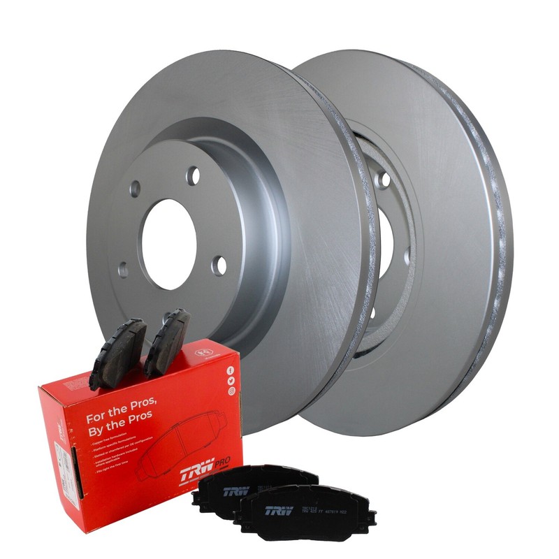 Front Brake Kit 296mm Disc Rotors and TRW Pro Ceramic Pad Set For Nissan Altima