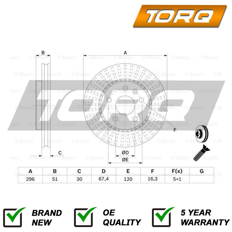 Brake Disc Front Torq Fits Vauxhall Insignia 2008-2017 + Other Models #1