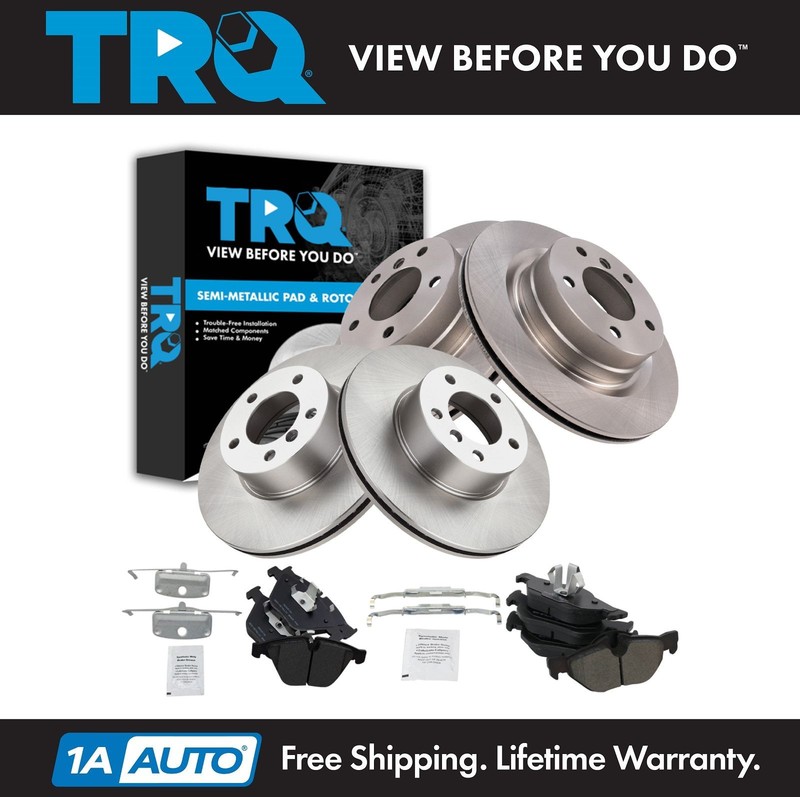 TRQ Front & Rear Brake Pad & Rotor Kit Semi-Metallic Fits 2010-2013 BMW 328i