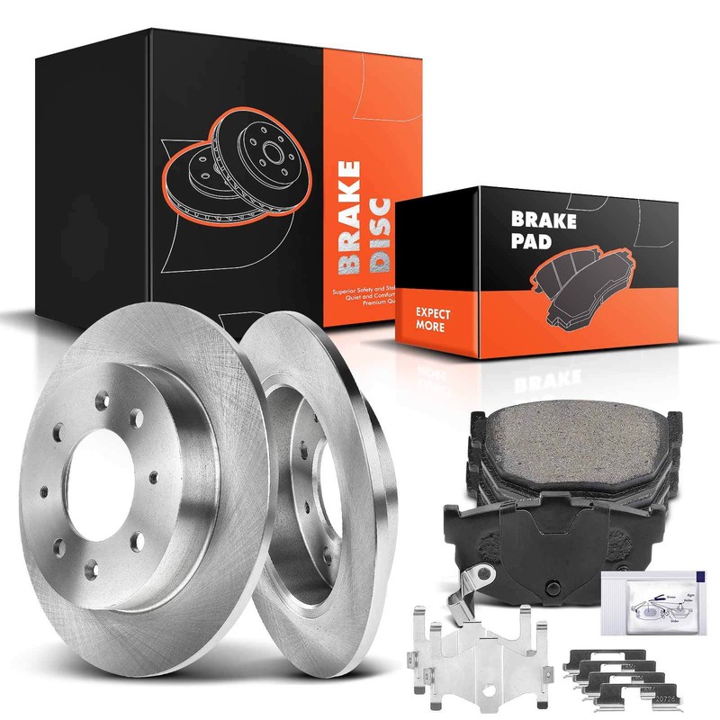 Disc Brake Rotors and Ceramic Brake Pads for Kia Spectra 2004-2009 Rear LH & RH