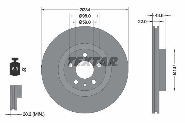 Textar Front Internally Vented Discs & Brake Pads Service Kit Fits Fiat Qubo gallery