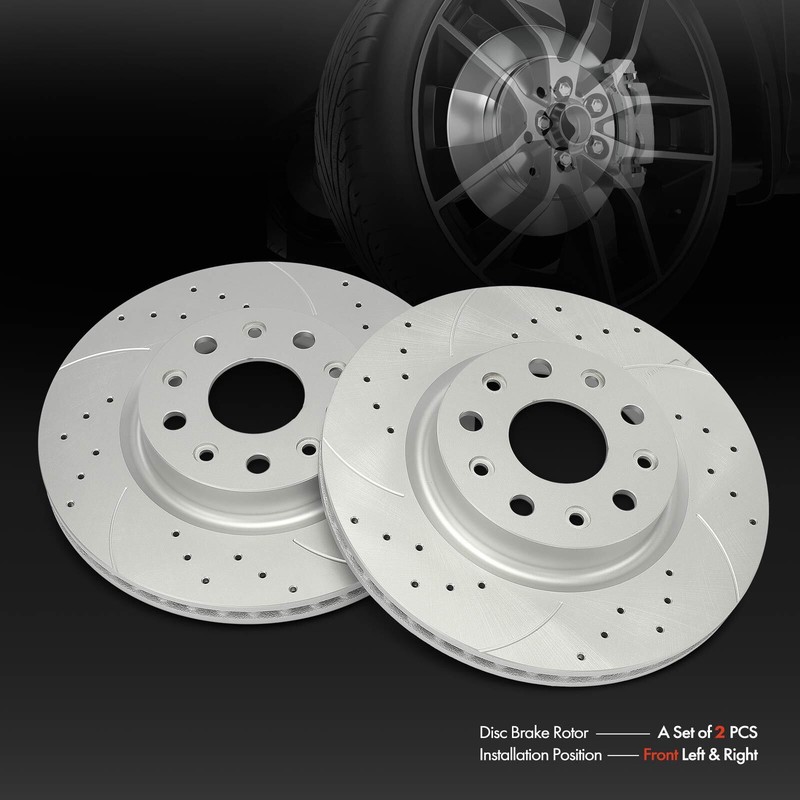 2x Front Driver & Passenger Drilled Brake Rotors for Jeep Wrangler JL 2018-2023 gallery