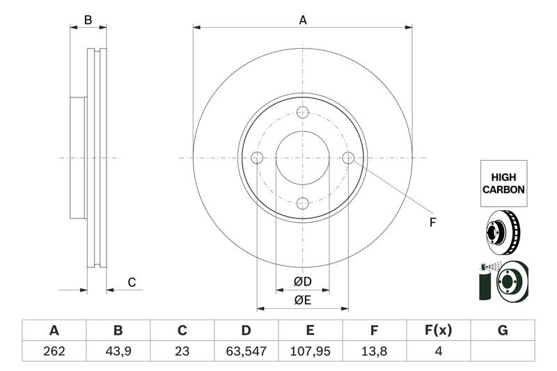 BOSCH 0986479F70 Brake Disc Front Vented Coated High Carbon Fits Ford Fiesta gallery