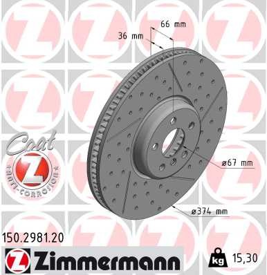 Zimmermann 150.2981.20 Brake Disc for BMW