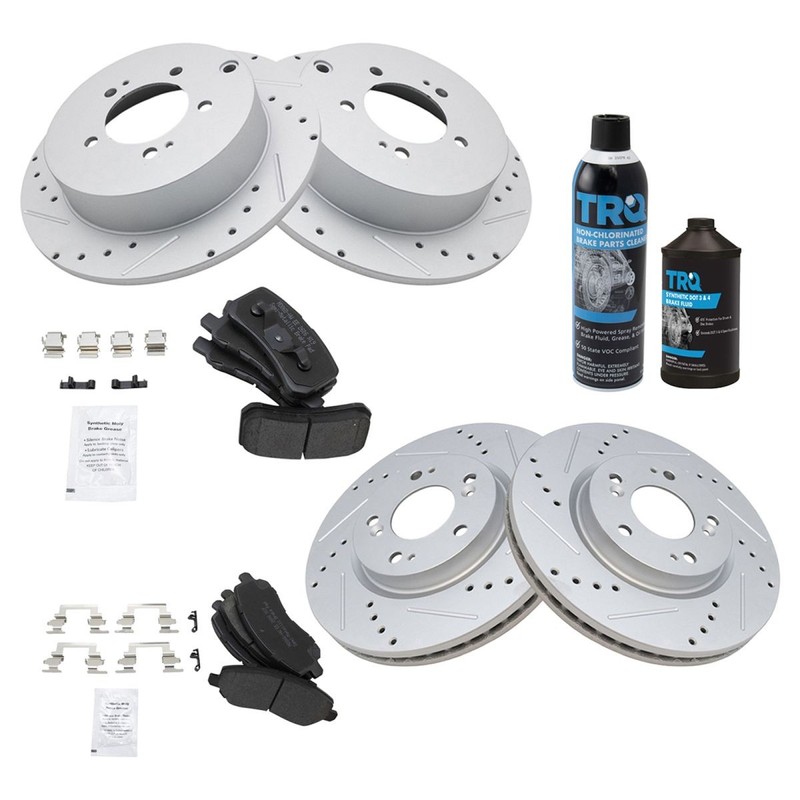 TRQ Performance Brake Rotor & Metallic Pad Front & Rear Kit w/Chemicals gallery