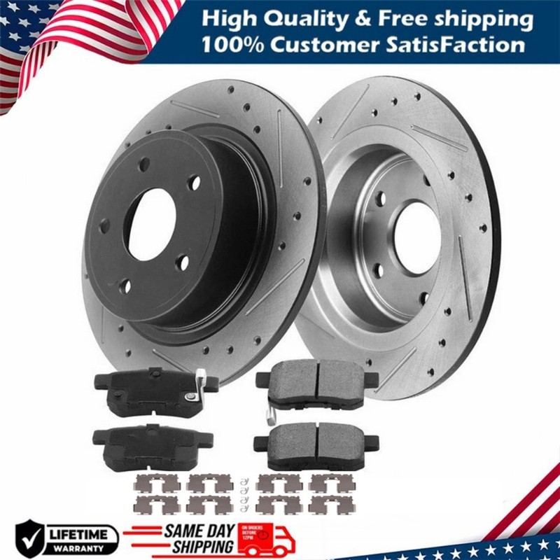 Rear Drilled Brake Rotors Brake Pads Kit for Toyota Camry Avalon Lexus ES300h