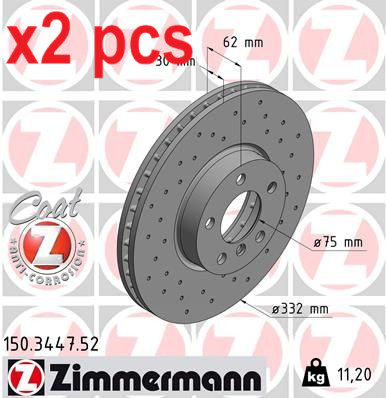 X2 PCS L&R SIDES FRONT BRAKE DISC 150.3447.52