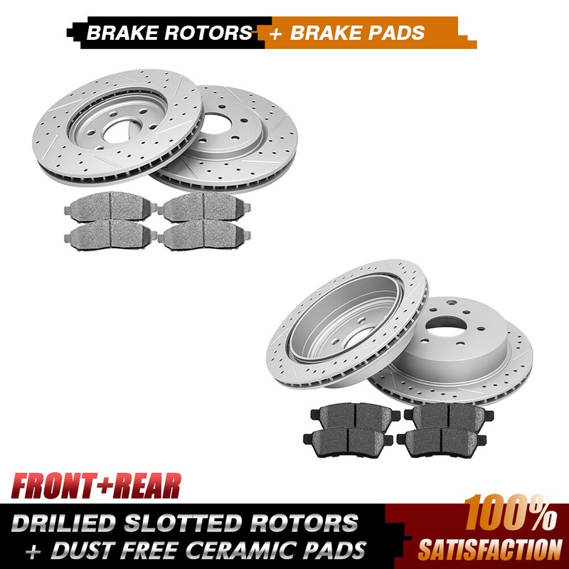 Front & Rear Disc Rotors + Brake Pads for Nissan Frontier Xterra Suzuki Equator