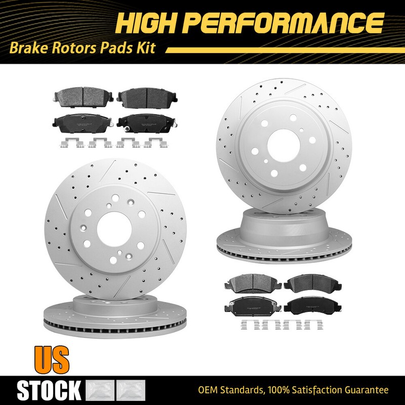 Front Rear Disc Brake Rotors+Ceramic Pads For Chevy Tahoe Silverado Sierra 1500
