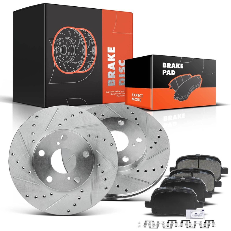 New Front Drilled Rotors & Brake Pads for Lexus ES300 Toyota Avalon Camry Solara