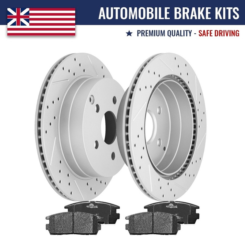 Rear Drilled Rotors Brake Pads for 2010 – 2017 Chevy Equinox GMC Terrain