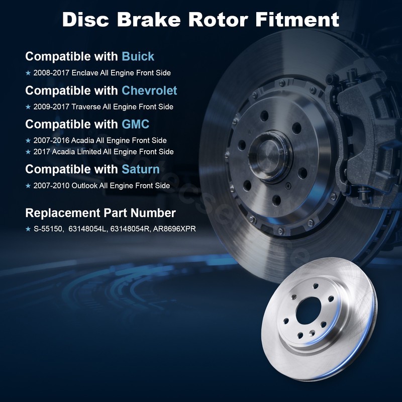 Front Brake Rotor for 2007-2017 GMC Acadia Chevy Traverse Buick Enclave Saturn gallery