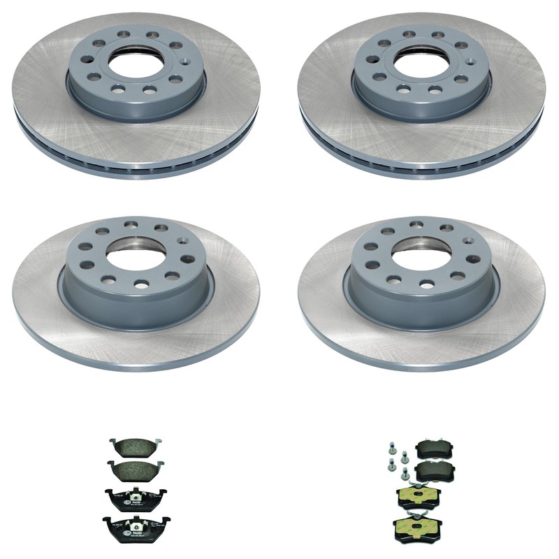 DuraGo Front Rear Rotor Hella Low-Met Brake Pad Kit for Jetta 2.0L L4 CBPA 13-15