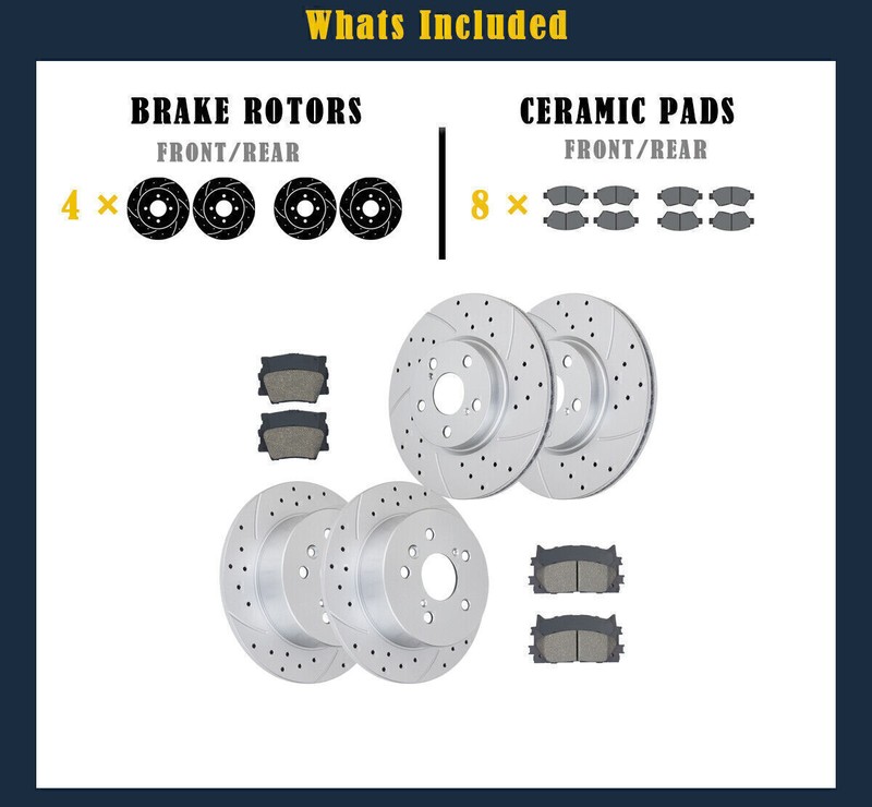 Front & Rear Brake Rotors Pads fit for Lexus ES350 2007-2012 Drilled Slotted gallery