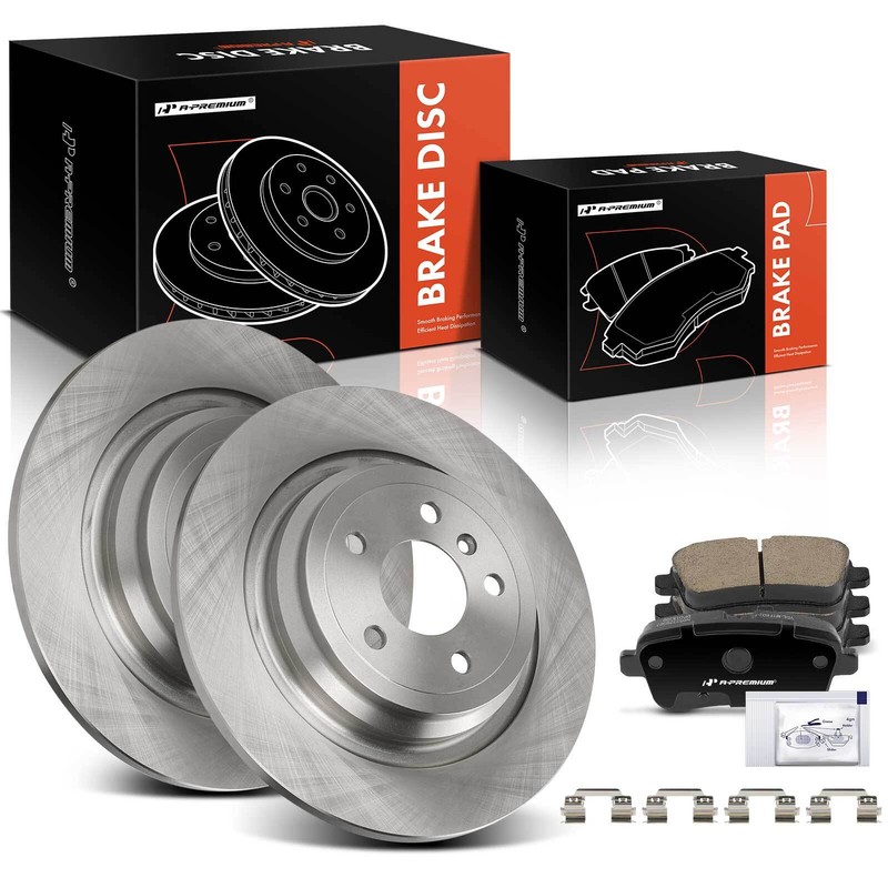 A-Premium Rear Disc Brake Rotors & Ceramic Pads for Mercedes GLE350 2016-2018