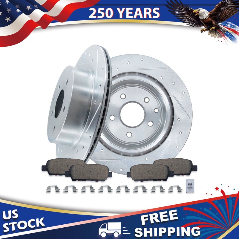 Rear Drilled Rotors Ceramic Brake Pads for INFINITI M35M45 NISSAN 350Z 2006-2009
